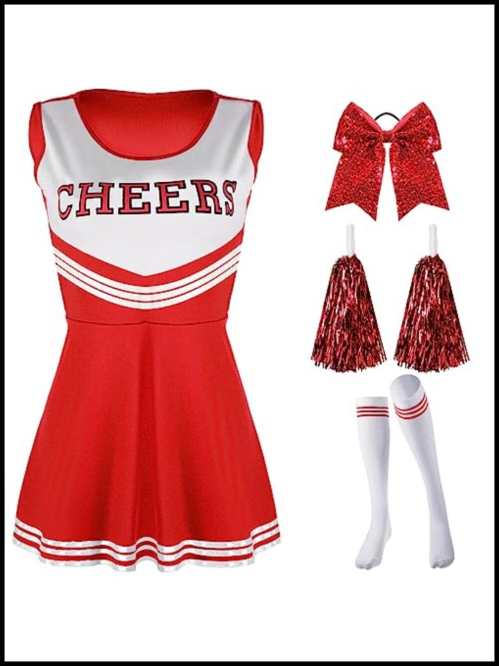 Cheerleader Costume Set for Women Adult Cheer Uniform Halloween